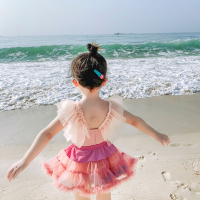 儿童泳衣女孩宝宝中小童游泳衣女童小公主连体裙式蕾丝泳装套装潮F3