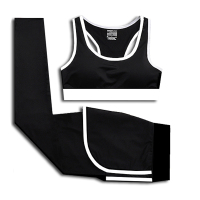 瑜伽服套装女文胸长裤两件套带胸垫健身房运动装跑步服背心短裤女