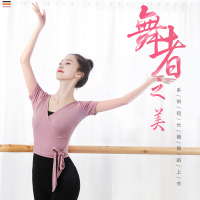 舞蹈练功服女成人套装形体上衣中国古典舞黑色短袖跳舞衣训练服装V2