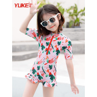 儿童连体花边泳衣女童可爱花色新款时尚海边度假沙滩泡温泉必备N2