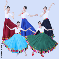 藏族半身裙藏式民族风广场舞蹈演出服装女练功大摆裙臧族练习裙子
