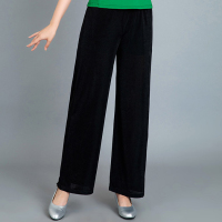 应子老师夏季百搭舞服纯棉花兜上衣中老年跳舞冰丝裤纱裙P8|黑裤 3XL