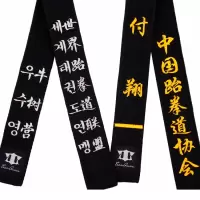 天拳成人男女跆拳道绣字带刺绣道带跆拳道腰带黑带刺绣绣字带H3