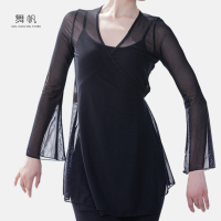 舞蹈服成人女古典舞身韵纱衣教师练功民族舞长款上衣形体网纱罩衣P0
