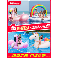 网红火烈鸟游泳圈女成人儿童水上坐骑充气玩具独角兽大号浮床浮排