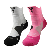 欧文球袜篮球袜实战中筒女毛巾底加厚科比库里精英专业运动袜子男S6|2双装,KB白+KB粉 均码