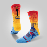日落渐变专业实战高帮长筒加厚毛巾底篮球袜精英袜叶天C7|日落一双装 均码