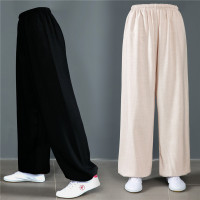 棉麻太极裤男太极服女春夏季太极拳服装晨练裤练功裤武术裤灯笼裤