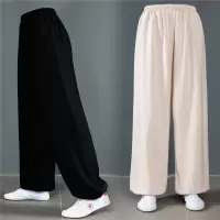 棉麻太极裤男太极服女春夏季太极拳服装晨练裤练功裤武术裤灯笼裤