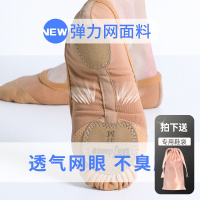 弹力网舞蹈鞋成人女驼色透气练功鞋软底芭蕾舞鞋形体猫爪鞋瑜伽鞋