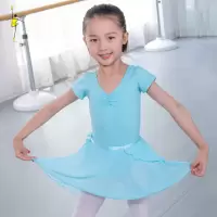 芭蕾舞练功服舞蹈纱裙女孩一片式雪纺小舞裙儿童系带松紧芭蕾短裙Q2