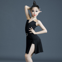 儿童拉丁舞练功服装女童练习比赛舞蹈裙少儿演出服表演服成年夏季A8