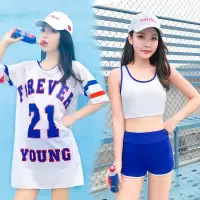 遮肚显瘦女泳衣风三件套运动保守温泉学生韩版少女性感比基尼L6
