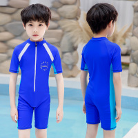 儿童游泳衣男童泳裤短袖速干连体青少年小孩专业训练游泳装备套装N4