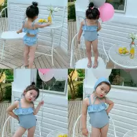 儿童泳衣女童女宝宝中童韩国游泳衣度假速干公主吊带连体泳装W7
