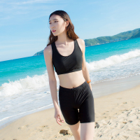 大码分体泳衣平角泳裤女速干五分裤游泳短裤女士单独运动游泳背心