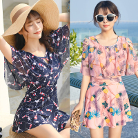 新款游泳衣女式分体泡温泉保守型遮肚成人显瘦的衣服胖妺妺Y1