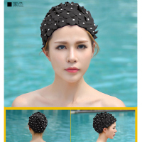 大头泳帽纯手工缝制珍珠立体花瓣泳帽长短发专用泡温泉女士游泳帽G0