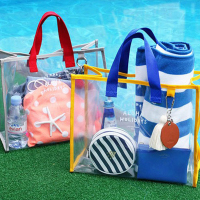 韩国透明防水手拎袋男女沙滩包便携游泳衣物收纳包果冻包手提包