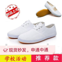 武术鞋男女款小白鞋太极表演鞋练功鞋透气帆布鞋软底成人儿童武术Y0