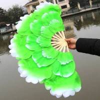 成人牡丹花扇儿童双面开场大花瓣团体操表演道具演出舞蹈扇子|牡丹3层绿色