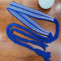 练功带纯棉武术带太极舞蹈腰带传统戏曲板带护腰加宽加厚瑜伽正品D0|机织加长蓝色练功带