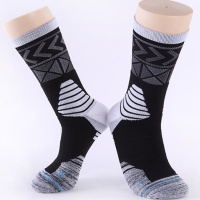 精英篮球袜专业缓震防摩擦运动袜毛巾底加厚高筒袜吸湿排汗四季袜F4|黑灰