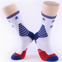 精英篮球袜专业缓震防摩擦运动袜毛巾底加厚高筒袜吸湿排汗四季袜F4|白蓝红