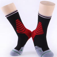精英篮球袜专业缓震防摩擦运动袜毛巾底加厚高筒袜吸湿排汗四季袜F4|黑红灰