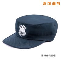 新式保安帽夏季男款平顶作训帽鸭舌帽黑色特勤服便帽作战帽子通用|墨绿保安帽 60