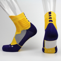精英袜中筒篮球袜男专业加厚毛巾底长高筒夏季篮球运动袜低帮短袜F6|精英中筒黄色