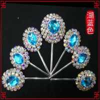 七星圆泡子宝石花京剧青衣花旦头饰戏剧戏曲头面 五彩木钻泡双圈R7|水蓝色双圈