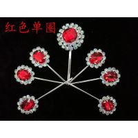 七星圆泡子戏剧戏曲水钻头面 京剧头饰宝石花 额头泡子 五彩木钻Y6|红色单圈(一套七个)