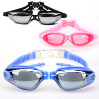 2018新款电镀防水防雾泳镜男女高清游泳镜连体耳塞大框竞速潜水镜