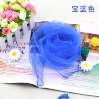 两条装红丝巾60小方巾水兵舞饰品涤纶小围巾舞蹈表演道具红纱巾F7|宝蓝