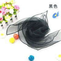 两条装红丝巾60小方巾水兵舞饰品涤纶小围巾舞蹈表演道具红纱巾F7|黑色