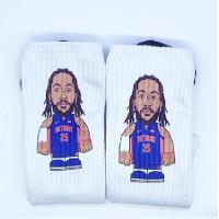 球星篮球运动袜子漫画头像潮流科比詹姆斯库里欧文街头精英长筒袜H4|深灰色罗斯 均码