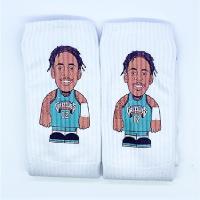 球星篮球运动袜子漫画头像潮流科比詹姆斯库里欧文街头精英长筒袜H4|桔红色莫兰特 均码