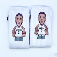 球星篮球运动袜子漫画头像潮流科比詹姆斯库里欧文街头精英长筒袜H4|西瓜红鲍尔 均码