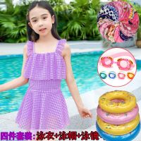 儿童连体泳衣女小中大童可爱宝宝公主裙式女童小学生温泉游泳衣女Q5