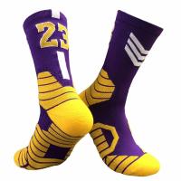 篮球袜子男23中筒24运动球星号码欧文毛巾底库里科比詹姆斯精英袜|詹姆斯23号紫色