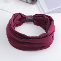 布料健身春季发窟运动发箍发带发饰头巾女。韩国女式家用额头头箍O4|酒红色带标发带