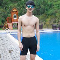 男士游泳衣 男泳裤男童中大童青少年五分裤加肥加大码速干游泳裤