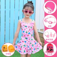 儿童泳衣女中大童连体公主韩版裙式泳装宝宝套装小学生女童游泳衣