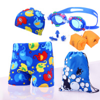 2020男童泳裤卡通儿童游泳裤加大码男孩学生平角裤宝宝学游泳套装