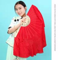 仿真丝舞蹈加长渐变双面儿童成人胶州秧歌广场跳舞演出扇子R1|36飘30 中国红右手