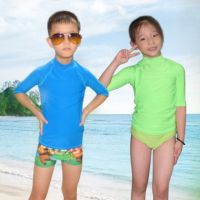 儿童泳衣浮潜冲浪防晒紧身沙滩长袖男女防晒水母上衣J7