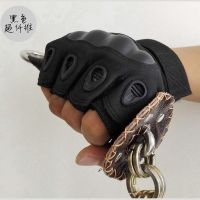 响鞭羊皮手套麒麟鞭 鞭子响鞭 麒麟鞭 钢鞭超纤维手套 鞭子配件M4|黑色 加长护手超纤维手套