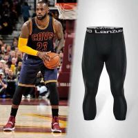 篮球防护七分裤詹姆斯运动裤袜白色紧身护膝护具装备丝袜男专业夏