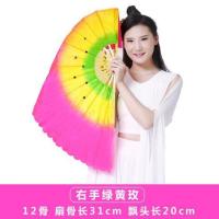 电木塑料扇骨扭秧歌扇子成人三色舞蹈扇跳舞扇广场健身扇渐变彩色T5|绿黄玫右手-塑料12骨31厘米飘20